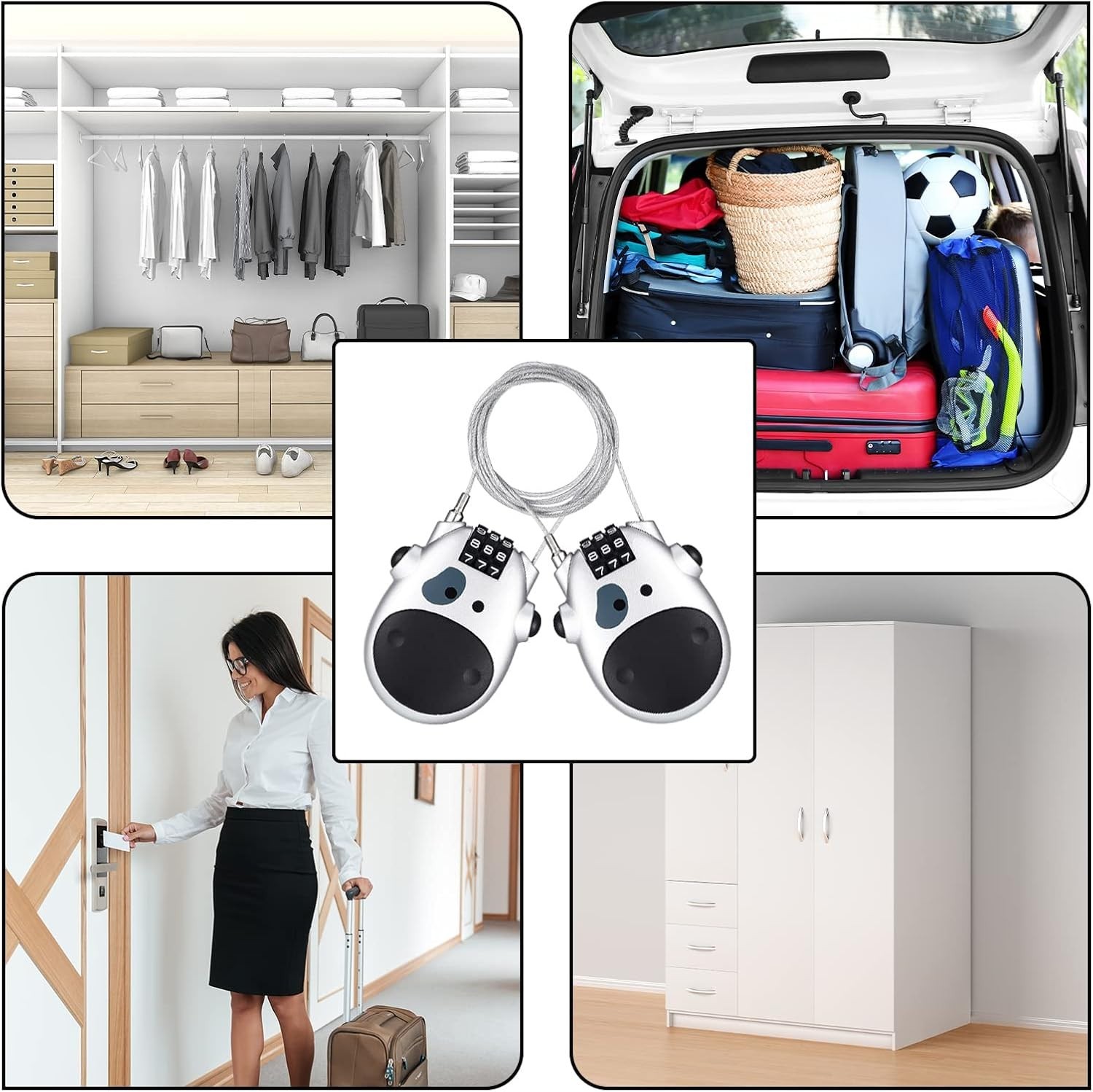 2 Pcs Combination Lock With 27 Inch Cable Adjustable Cable Locks Security Wir