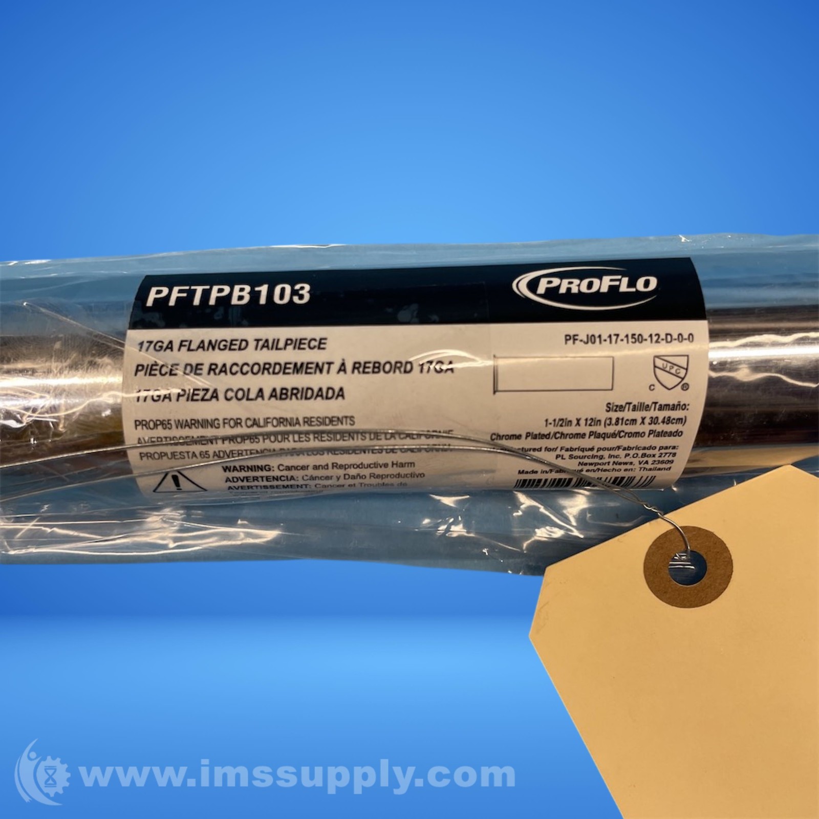 Proflo PFTPB103 17GA Flanged Tailpiece FNIP