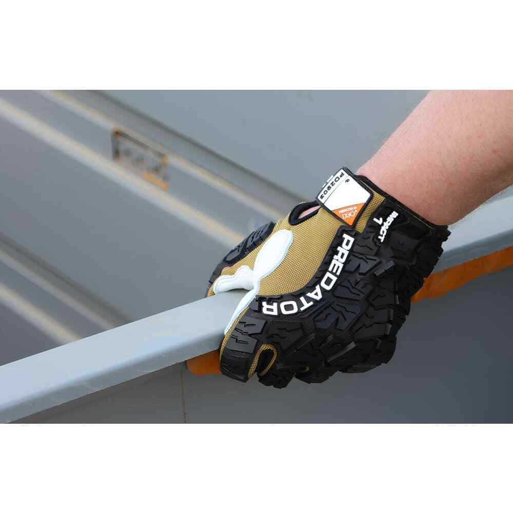 MCR Safety PD2903L Gloves: Size L, Cowhide Brown & Natural, Padded Palm Grip