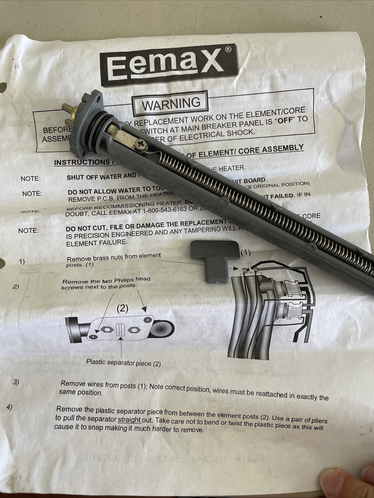 (1 UnuseEEMAX Heating Element Replacement Part EX560 KW220 Loading 8.8
