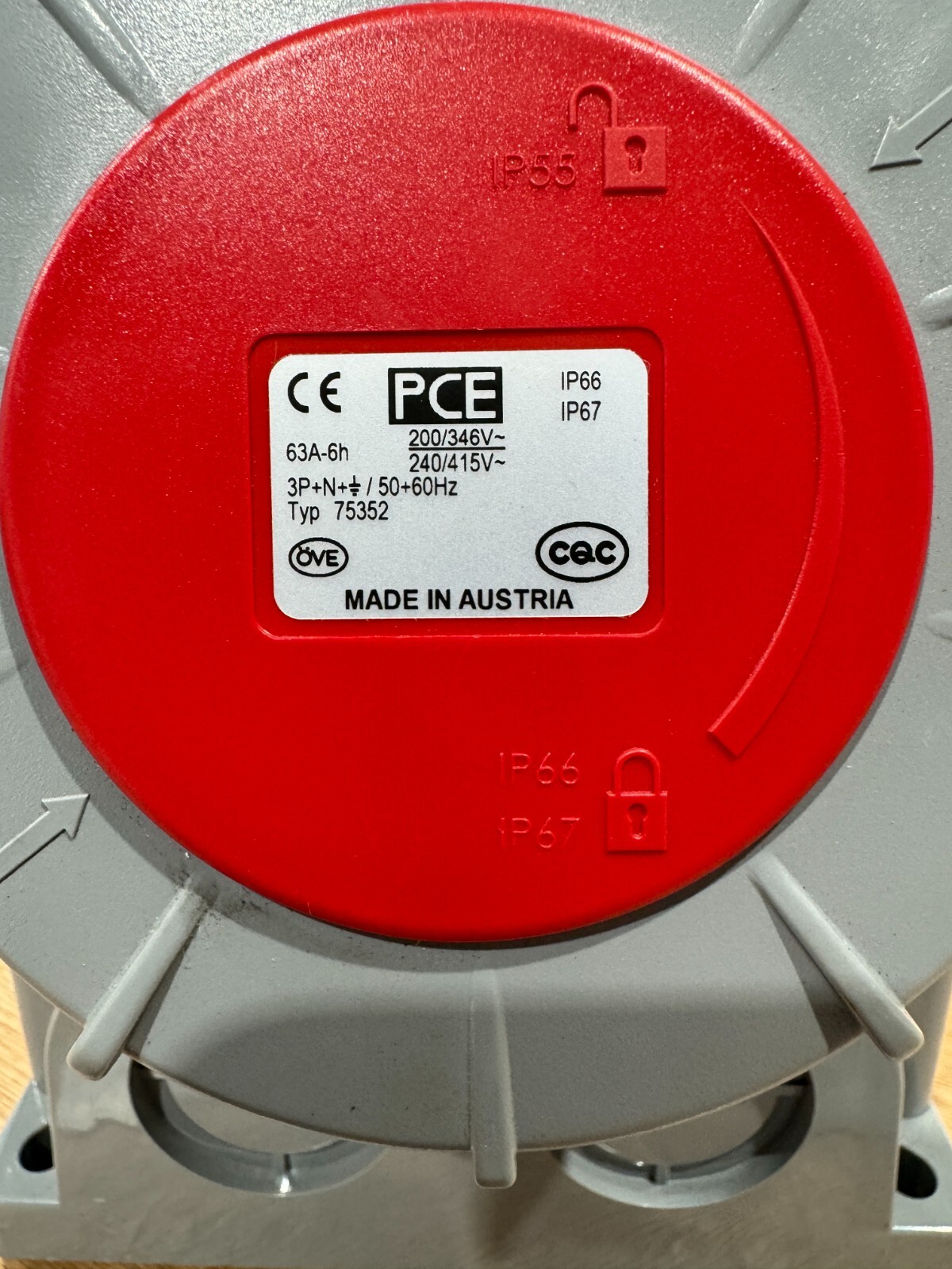 PCE Type 7535 Industrial Wall Socket 3P + N + E ( 63 Amp ) 63A-6 Made Austria