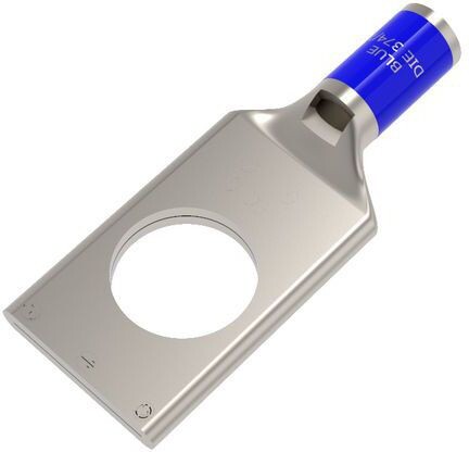 Burndy 6 Awg Cu One Hole Terminal, 1/2 Stud, Tin Plated, Blue Color Code