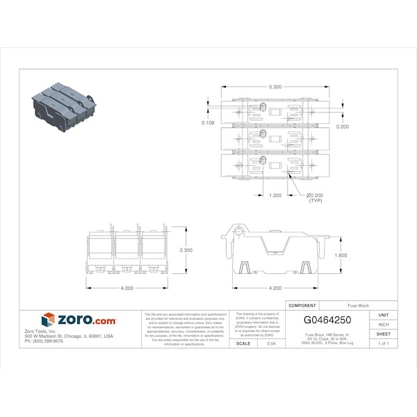 Eaton Bussmann Hm25060-3Cr Open Fuse Block, H; K5 Ul Class, 250V Ac/Dc Volt