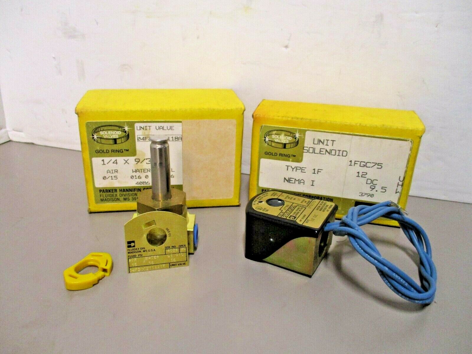 Parker 04F20C2118A1F Unit Valve 1/4 x 9/32 with 1FGC75 Type 1F 12vdc Solenoid