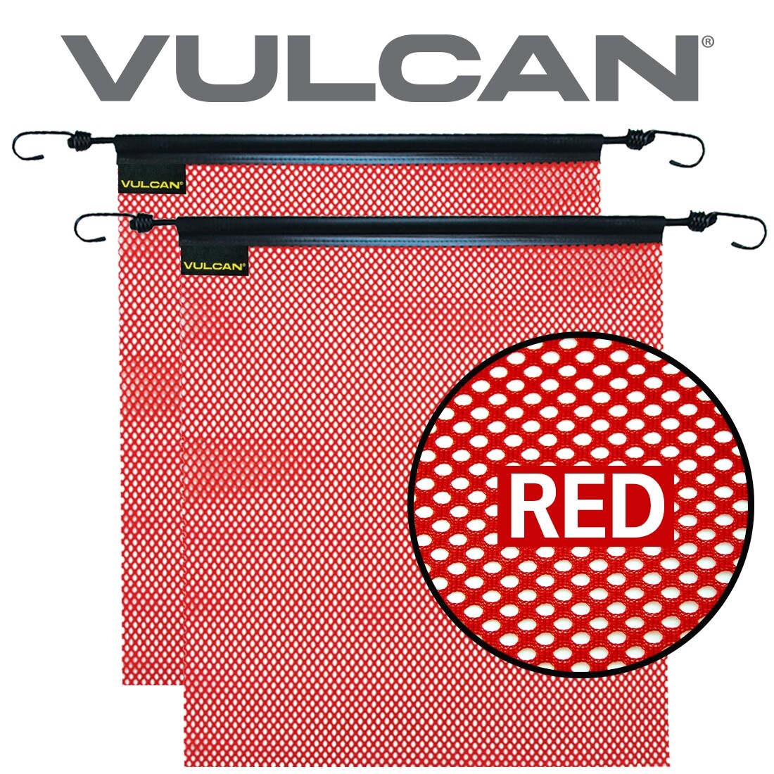 VULCAN Safety Flag – Stretch Cord – 18″ x 18″, 2 Pack – Mesh