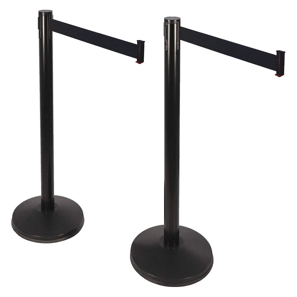 RETRACTA-BELT PRIME 101SB-BK-2PK Belt Barrier,10 ft.,Black,Sloped,PK2 40CK59