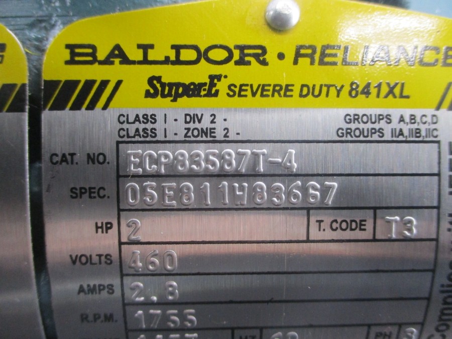 BALDOR ECP83587T-4 05E811W836G7 460V 2.8A NSNP