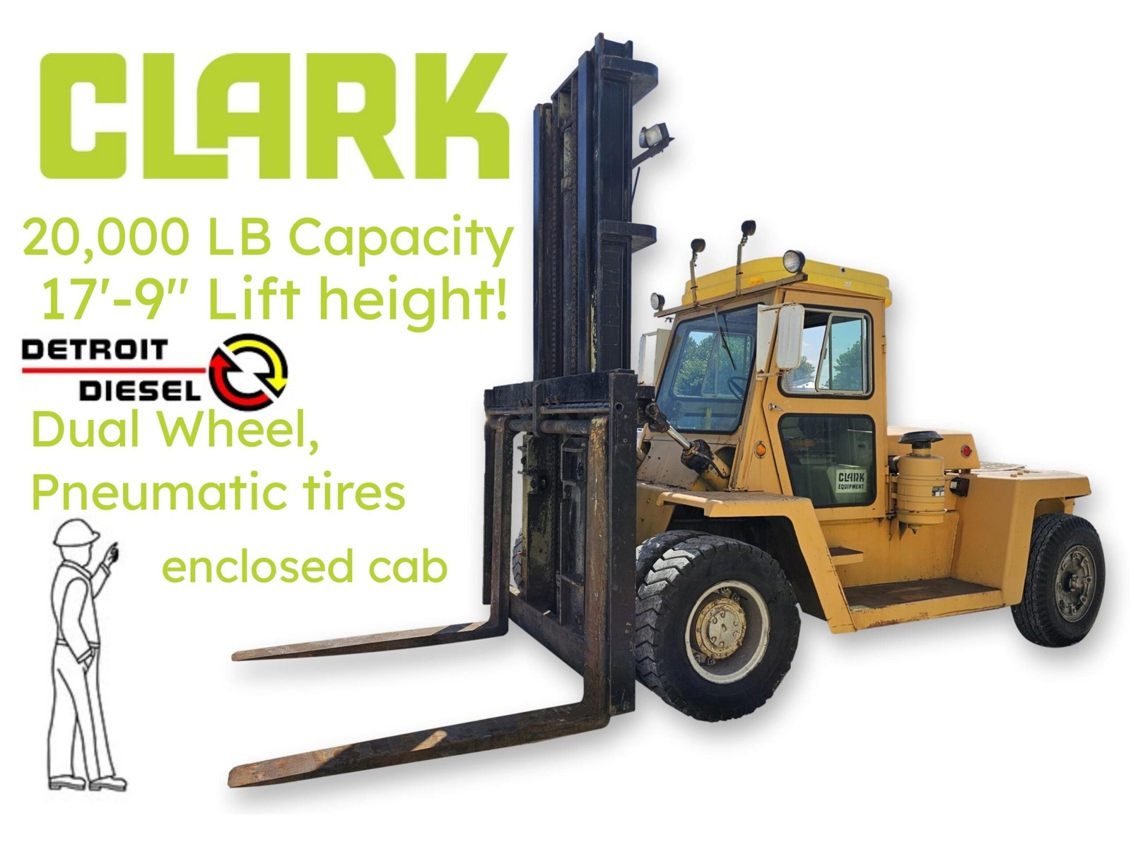 ITEM 2553: 20,000 LB CAPACITY CLARK MODEL CHY205S DIESEL PNEUMATIC TIRE FOR…