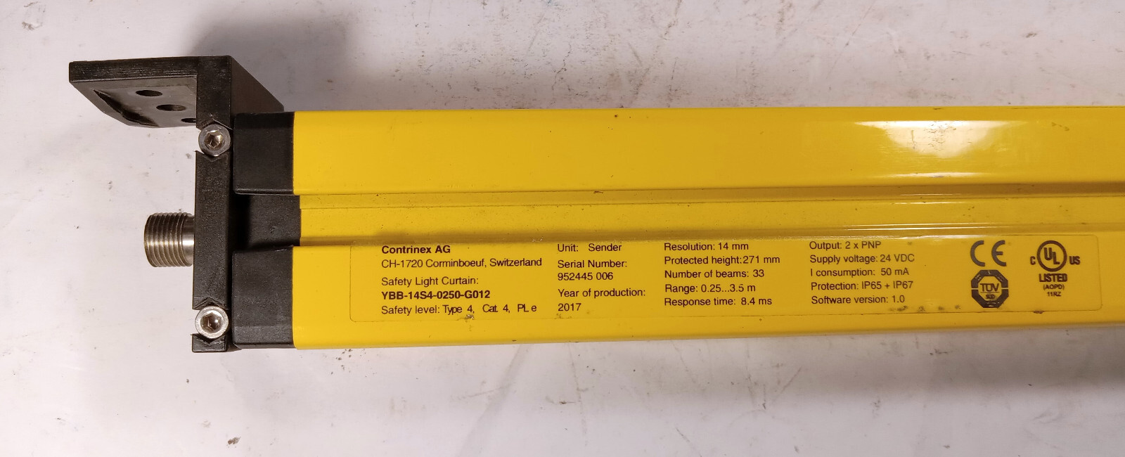 1 USED CONTRINEX YBB-14S4-0250-G012 SAFETY LIGHT CURTAIN ***MAKE OFFER***