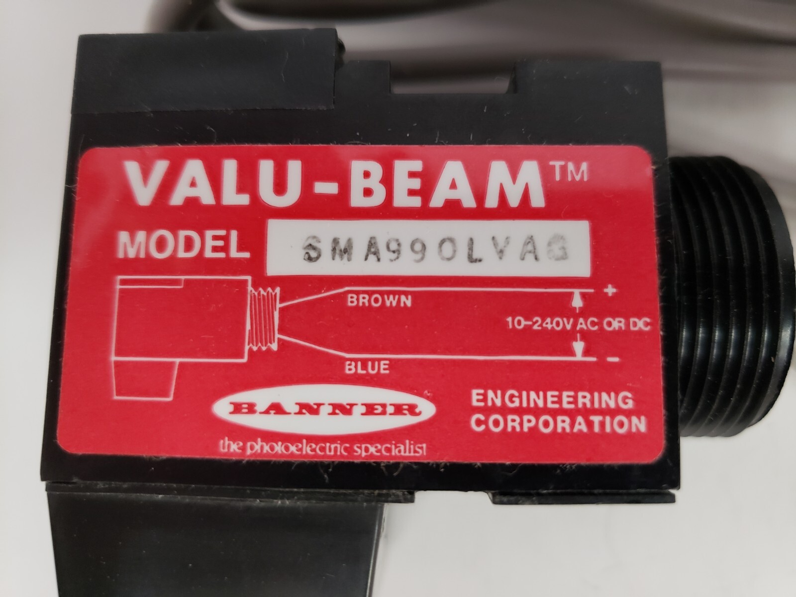 BANNER ENGINEERING SMA990LVAG PHOTOELECTRIC SENSOR 10-250V AC/DC NIB