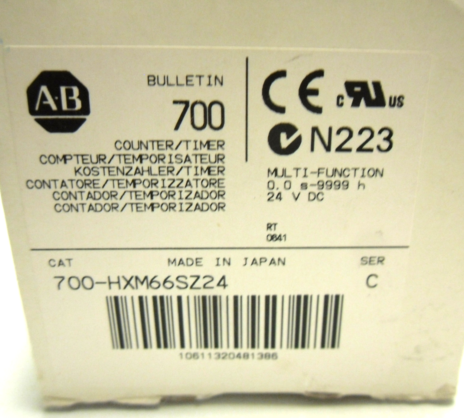 NEW ALLEN BRADLEY 700-HXM66SZ24 SER C COUNTER TIMER MULTIFUNCTION 0.0S-9999H 24V