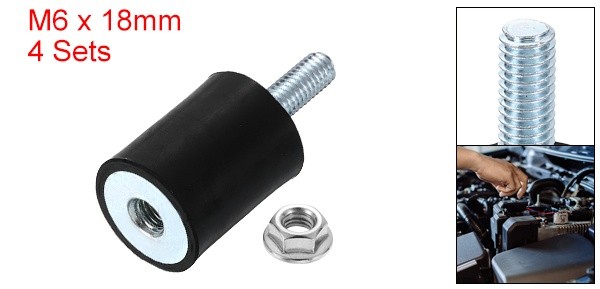 4Pcs M6x18mm Rubber Mounts 20x25mm(DxH) Rubber Shock Absorber Mount with Nuts