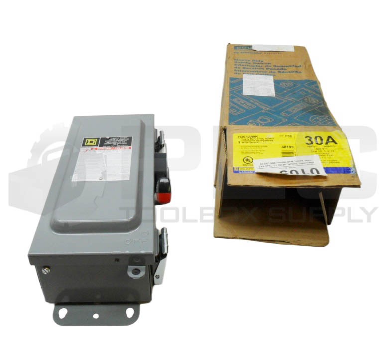 NEW SQUARE D H361AWK /F06 HEAVY DUTY SAFETY SWITCH 30A 600V 50/60HZ 48199 *READ*