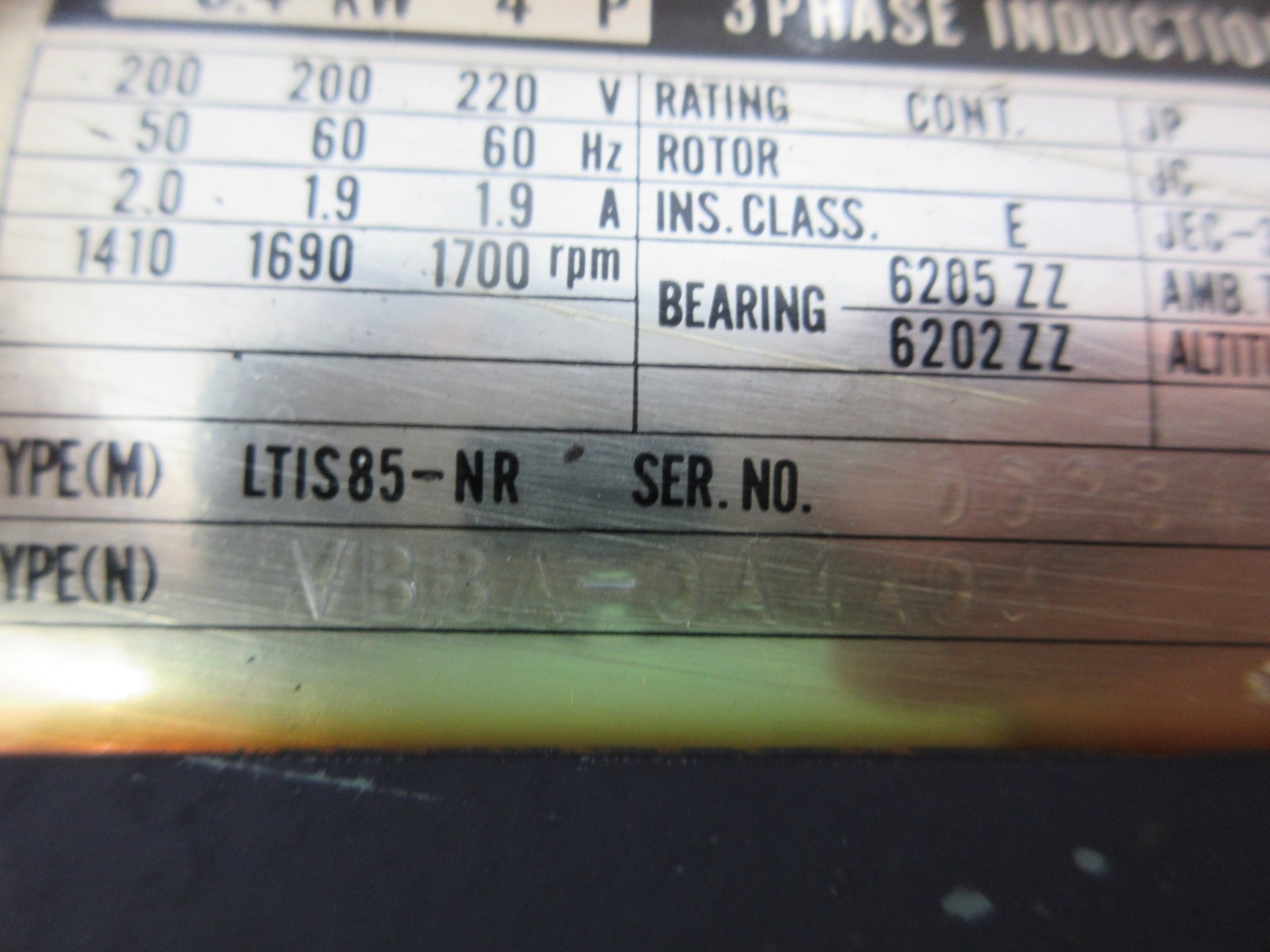 1996 CITIZEN L25 CNC NACHI MOTOR LTIS85-NR VBBA-0A4A04 VDS-0B-1A2-TU-1731K PUMP