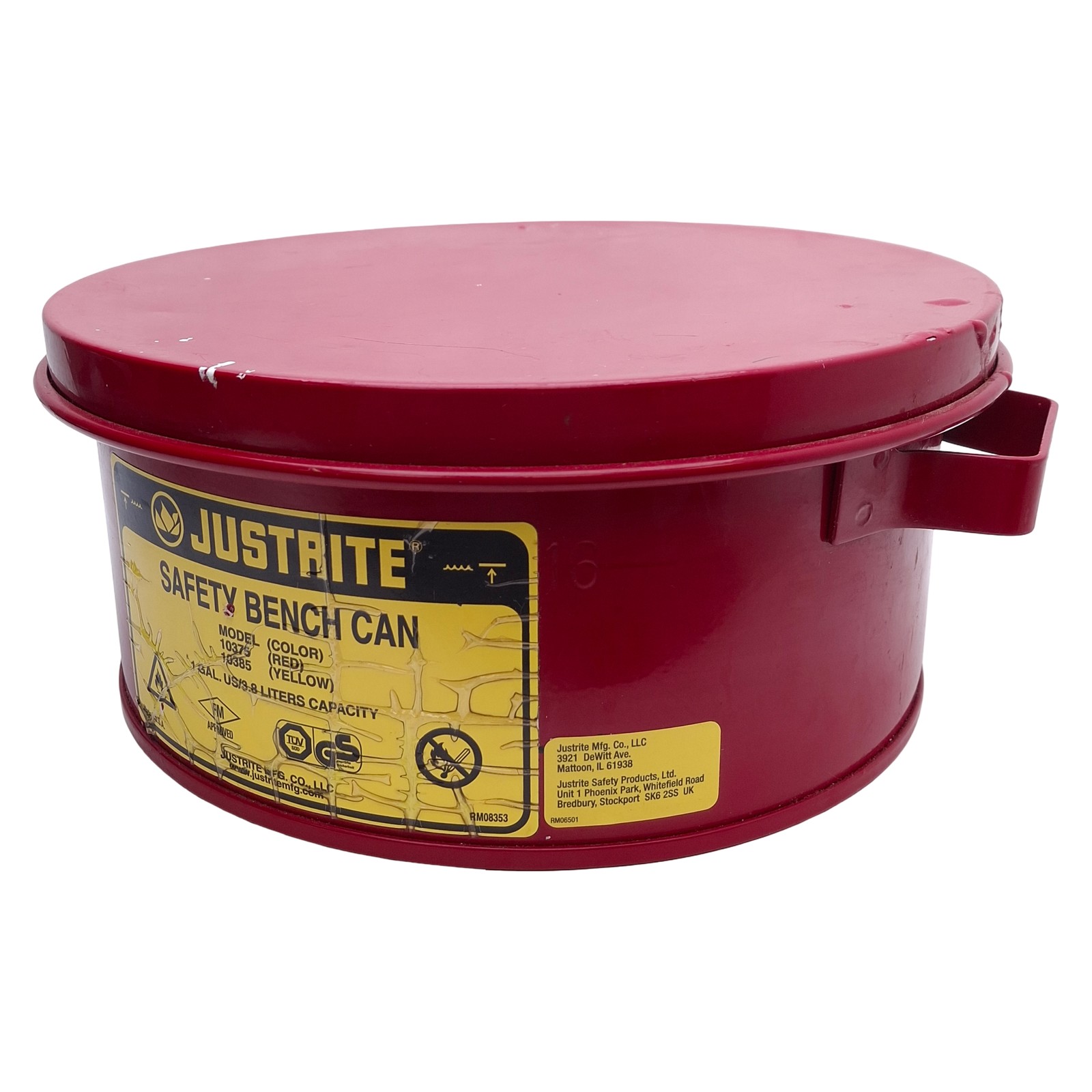 Justrite 10375 Bench Can 1gal Capacity, Steel, ø9.375″ x 4.5″ *No Dasher Plate*