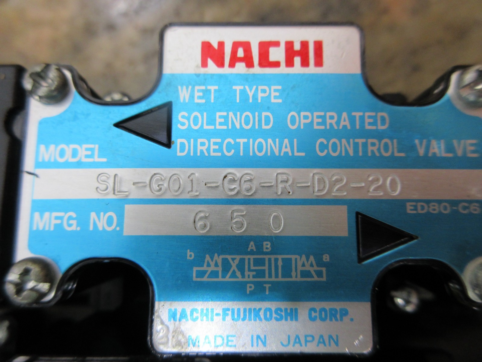 1996 CITIZEN L25 CNC LATHE DAIKIN VALVE SL-G01-C6-R-D2-20 EACH 1