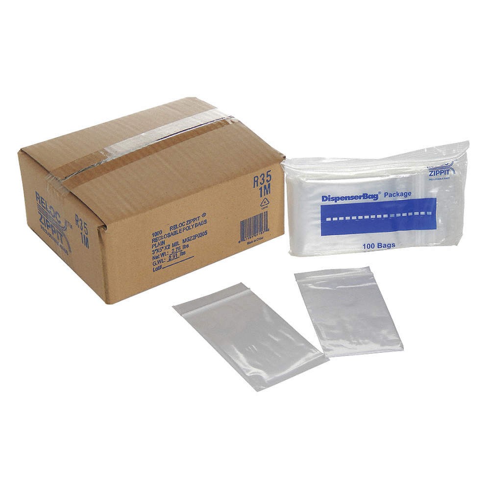 RELOC ZIPPIT R35 Reclosable Poly Bag,Zip Seal,PK1000 PK 6