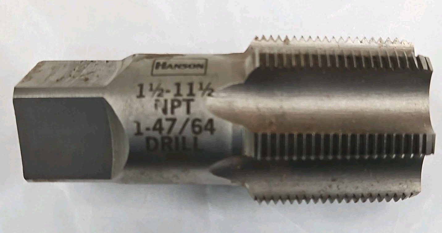 Hanson Irwin 1909 1-1/2″ NPT 6 Flute Tapered Pipe Tap USA 1.5″