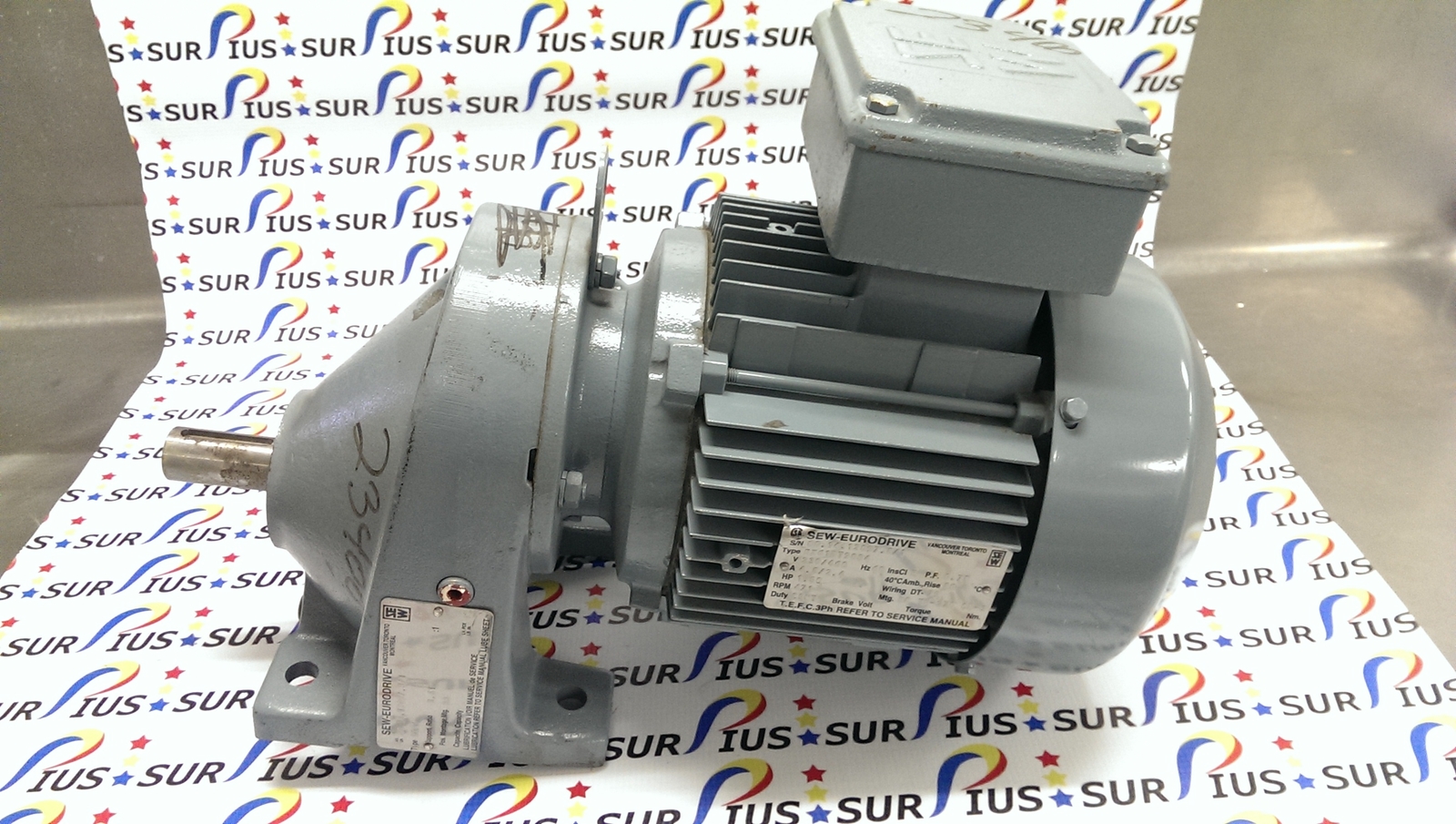 NSSP SEW EURODRIVE 1.5HP MOTOR RX61DT90S4 RX61 DT90S4 471RPM 3.61:1 3PH 230/460V