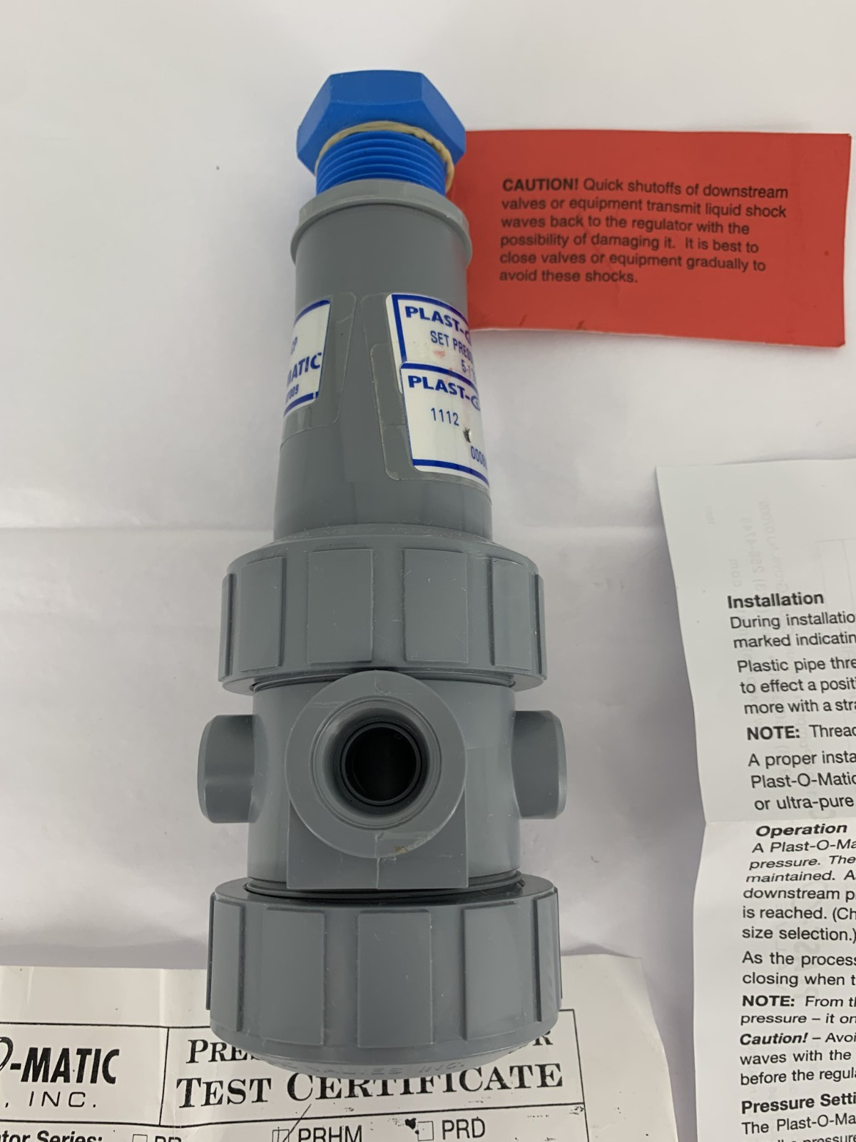 Plast-O-Matic Valves, Inc. PRHM050V-CP Thermoplastic Pressure Regulator 5-125PSI
