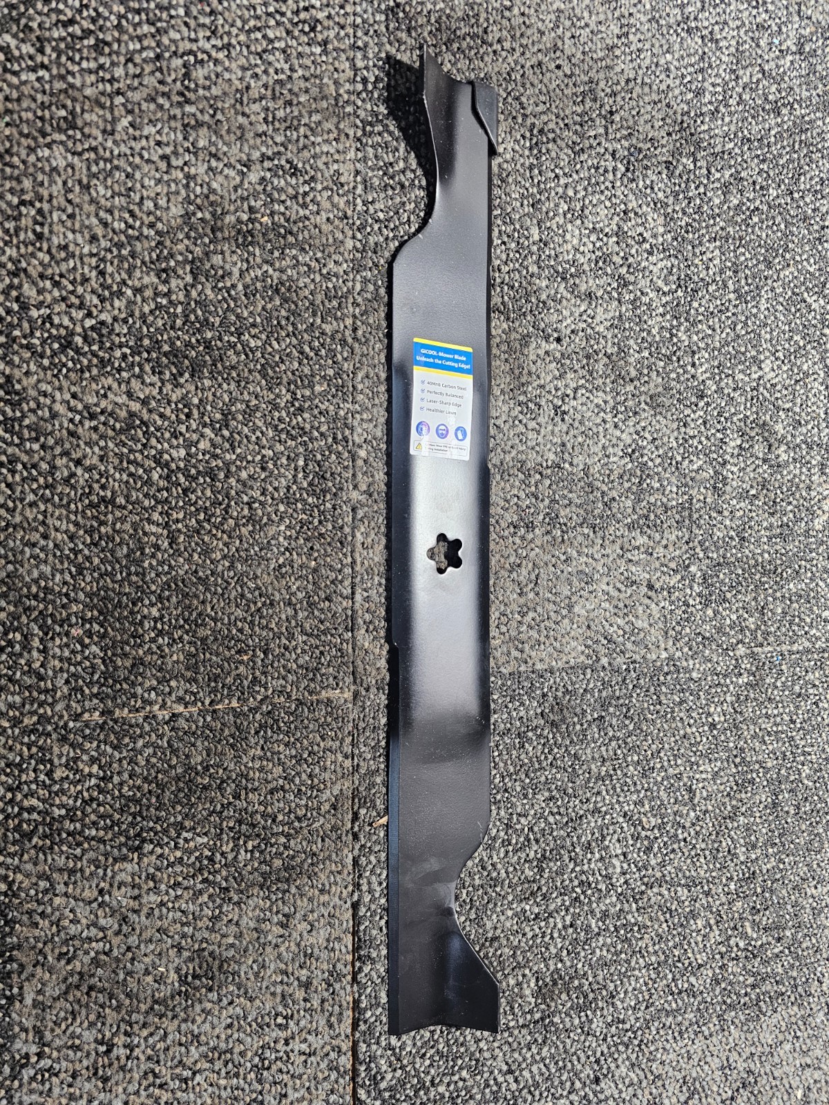 (QTY 2) GICOOL Mower Blade 40MnB 23″ Length Black Center Point Star