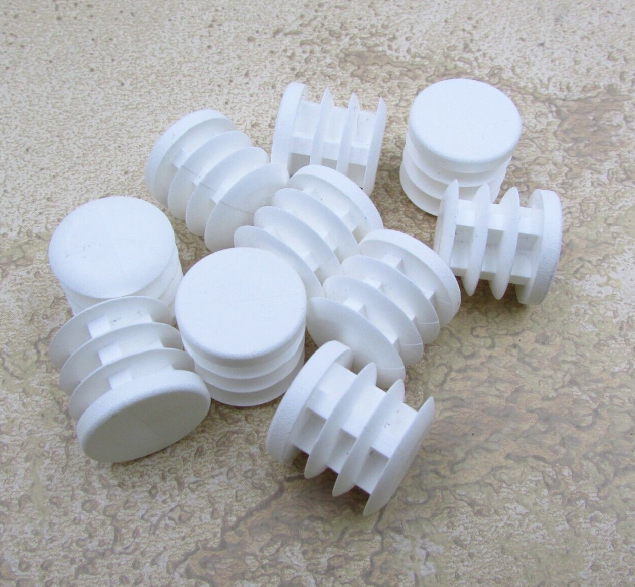QTY 10 White Plastic 5/8″ OD, 14-23 Gauge Round Tube End Cap Insert Plug Glide
