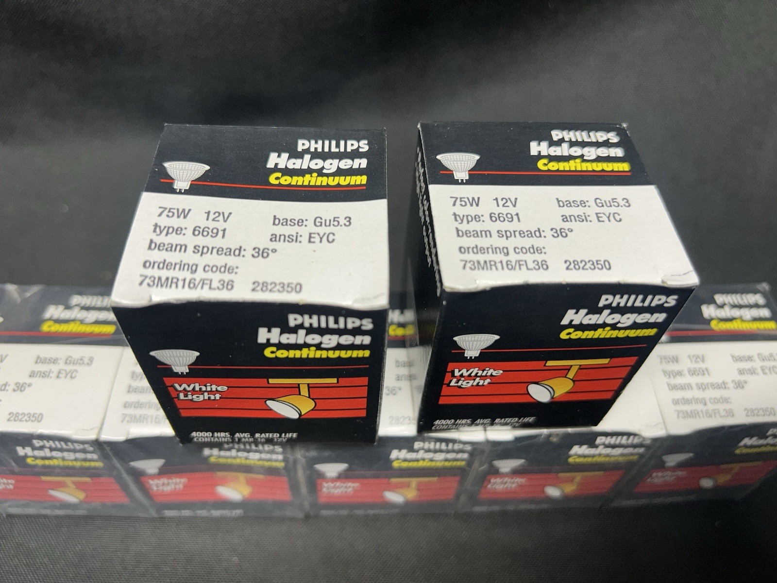 7 Philips Halogen Continuum Lamp Bulbs 75W 12V Flood Gu5.3 Base