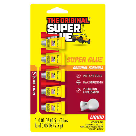 Super Glue 15175-12 Instant Adhesive, 0.05 Fl Oz, Tube, Clear, Pk5