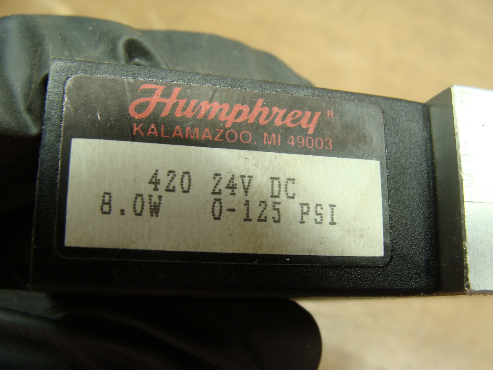 HUMPHREY 420 SOLENOID VALVE 24VDC 8.0W 0-125PSI