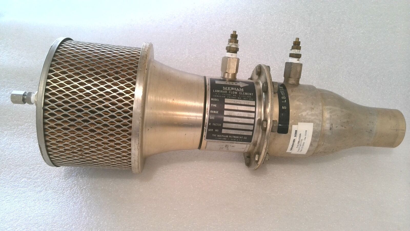 MERIAM INSTRUMENT 50MC2-2F LAMINAR FLOW ELEMENT, TYPE: 1, 100 CFM @ 8″ H2O