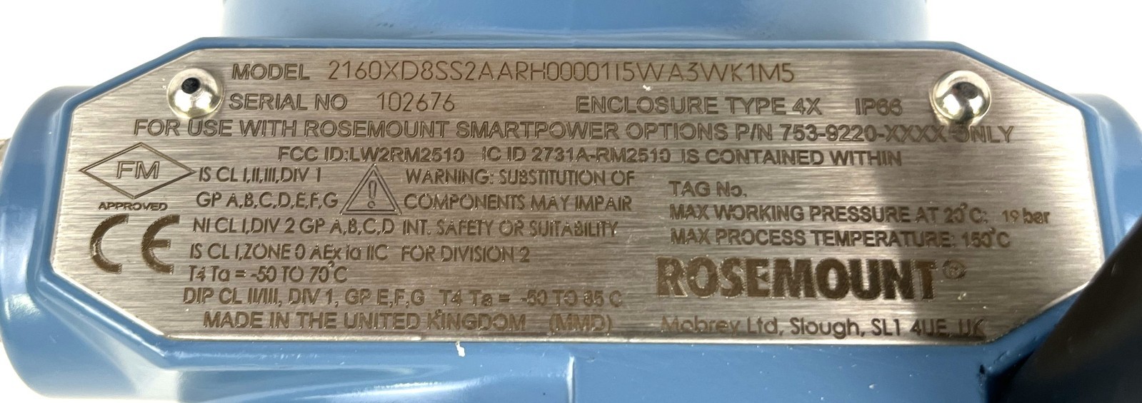 ROSEMOUNT, 2160, WIRELESS LEVEL DETECTOR, VIBRATING FORK, W/ 2″ 150 FLANGE, NEW