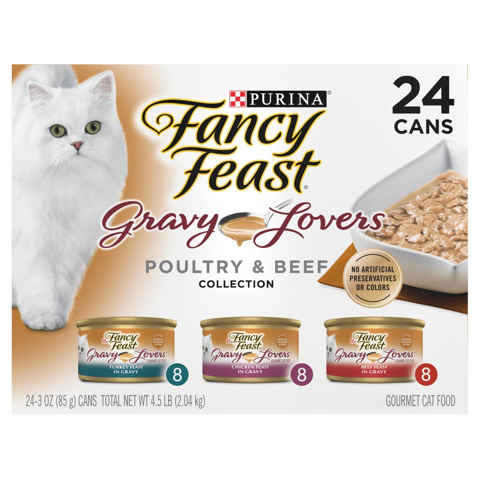 Purina Fancy Feast Gravy Lovers Food, Wet Cat Food Collection, 3 oz Cans 48 Pack