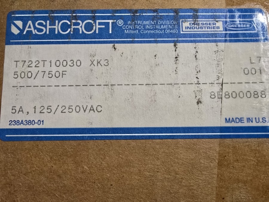 ASHCROFT T722T10030XK3 125/250VAC 5A 500/750’F NSMP