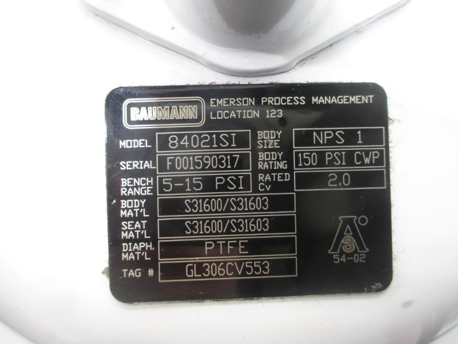 BAUMANN 84021SI DVC6200 30VDC 5-15PSI 1″ NSNP