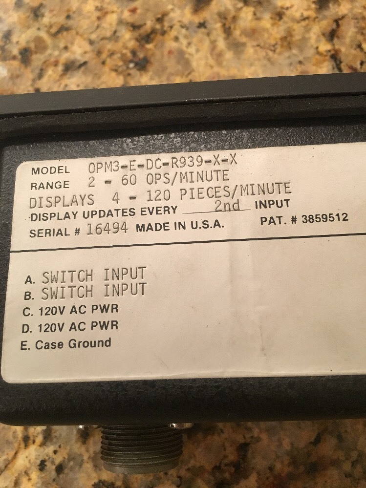 PRODUCTION PROCESS OPM3-E-DC-R939-X-X RATE MONITOR **NEW**