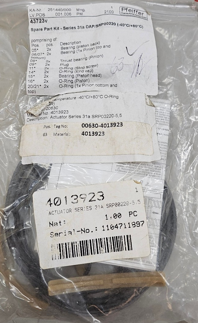Pfeiffer 251440/000 43723v Spare Part Set Series 31a DAP-SRP00220 Bearings/Oring