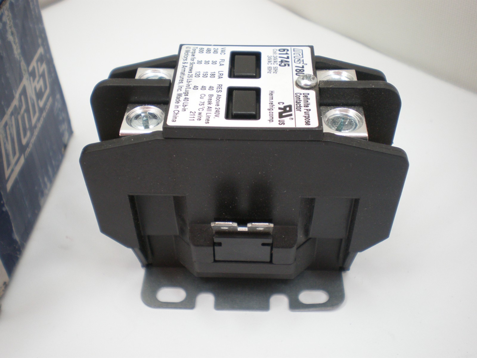 Mars 780 Definite Purpose Contactor 61745 2 Pole 30FLA 40RES 24VAC Coil