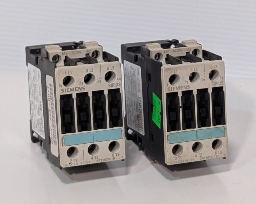 Siemens Sirius 3RT1023-1B and 3RT1026-1B industrial contactors with 24VDC coils
