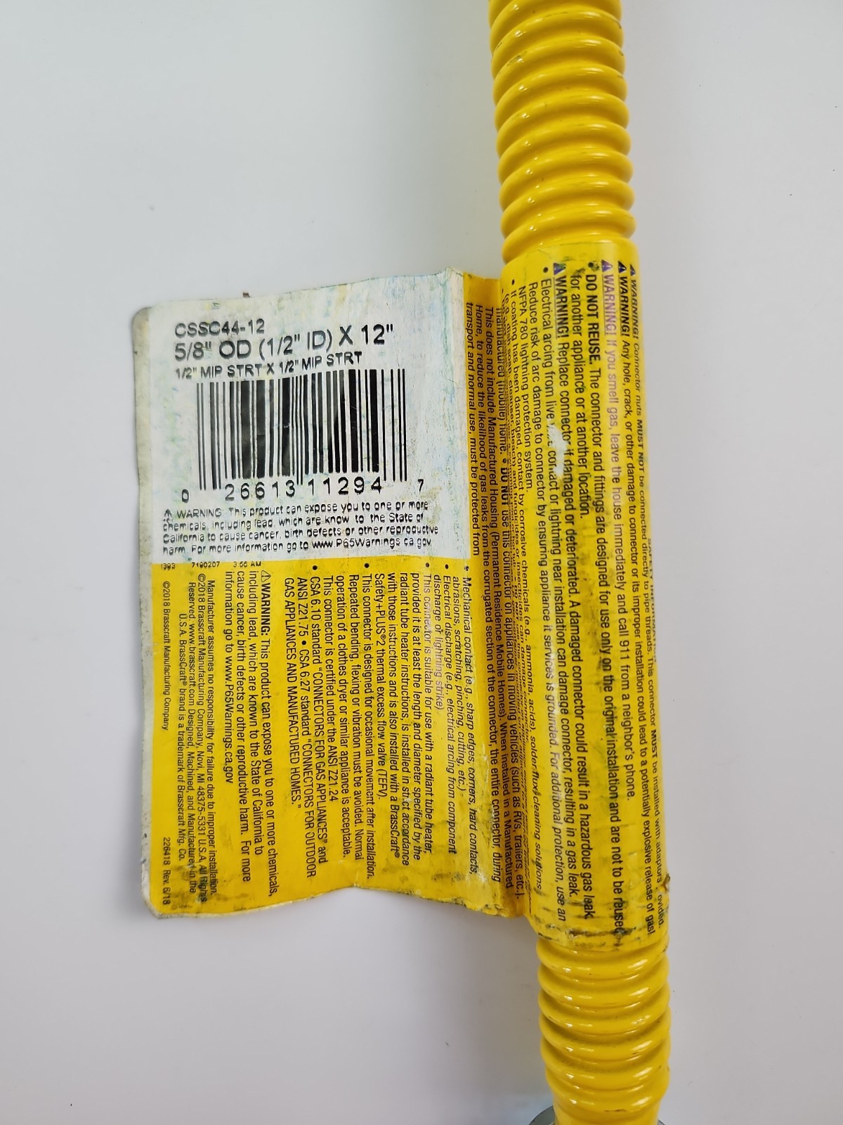 (QTY 2) BrassCraft CSSC44-12 SS Gas Connector, 1/2 MIP x 1/2 MIP X 12″