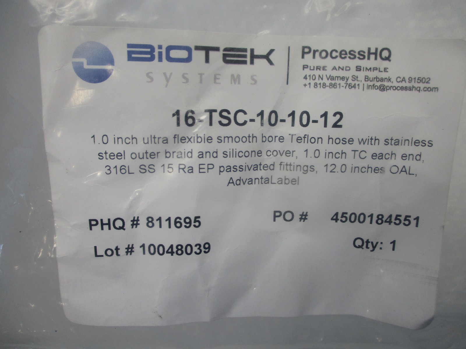 BIOTEK 16-TSC-10-10-12 HOSE NSMP