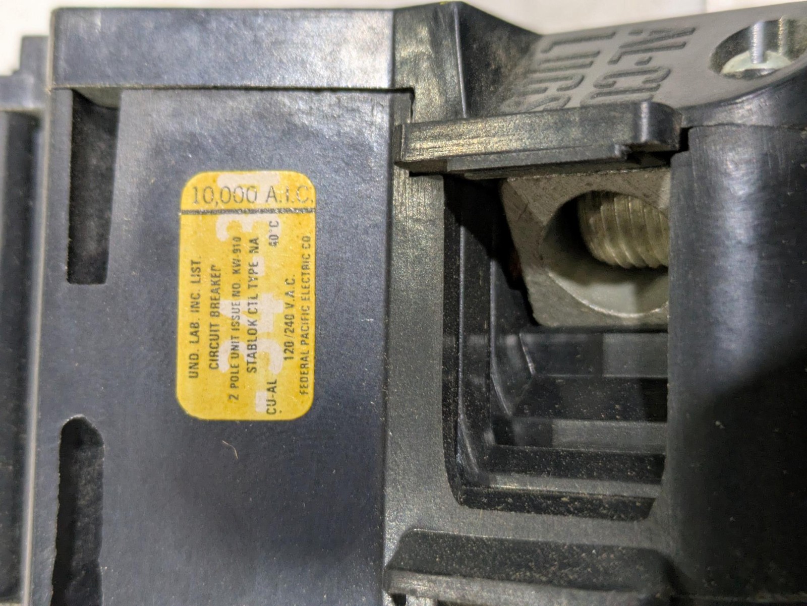 Federal Pacific 100 Amp 2 Pole Type NA Circuit Breaker Stab-Lok FPE