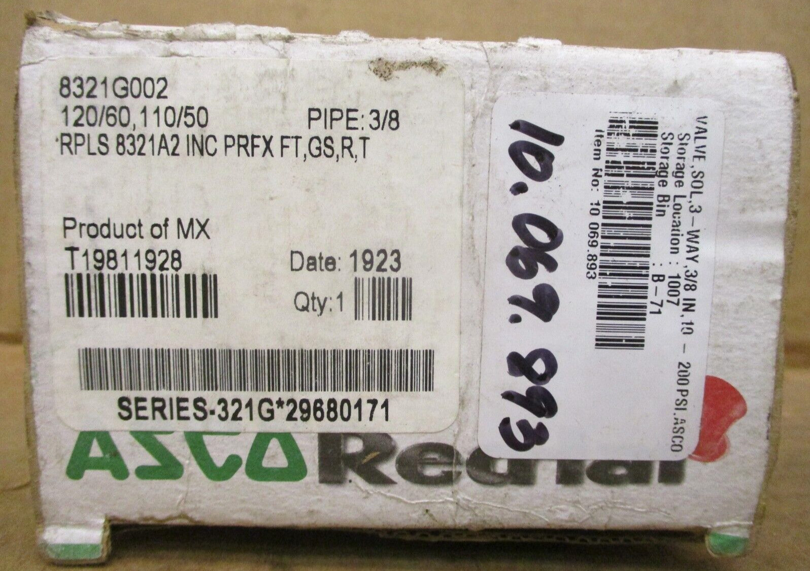 ASCO Red Hat 8321G002 Valve 3-Way 3/8 In Pipe 49679HI