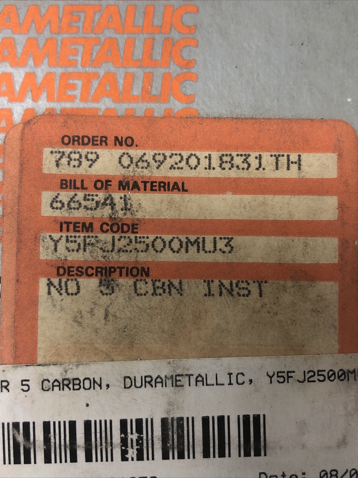 Durametallic Y5FJ2500MU3 No 5 Carbon Insert, 2.5″