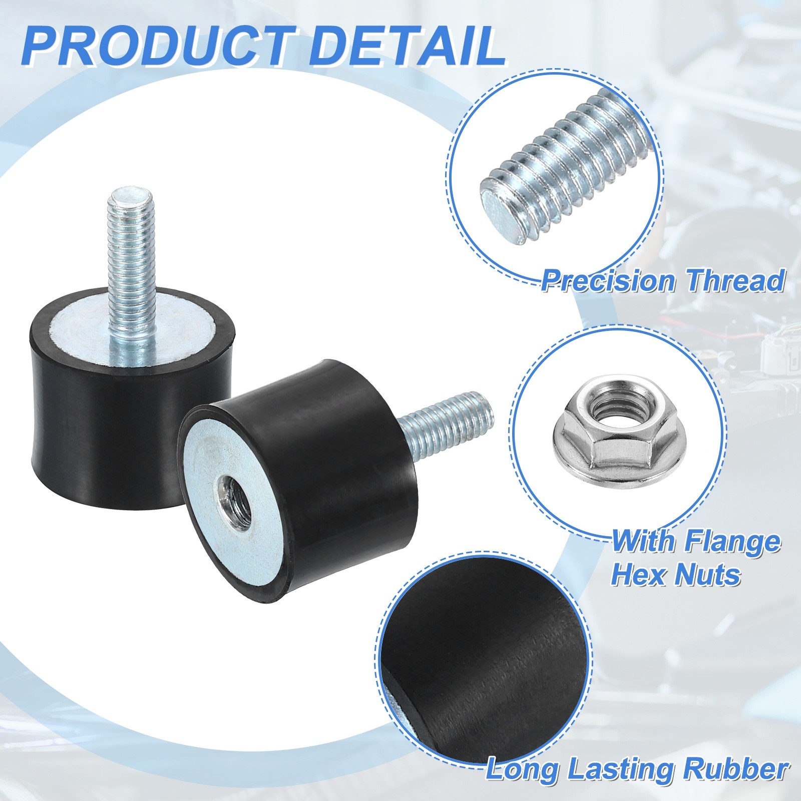 2Pcs, M5x14mm Rubber Mounts 20x15mm(DxH) Rubber Shock Absorber Mount w/ Nuts