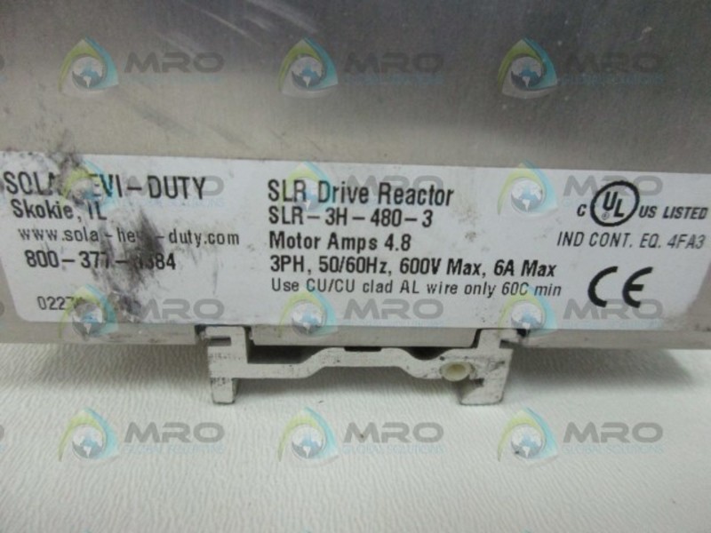 SOLA SLR-3H-480-3 LINE REACTOR UNMP