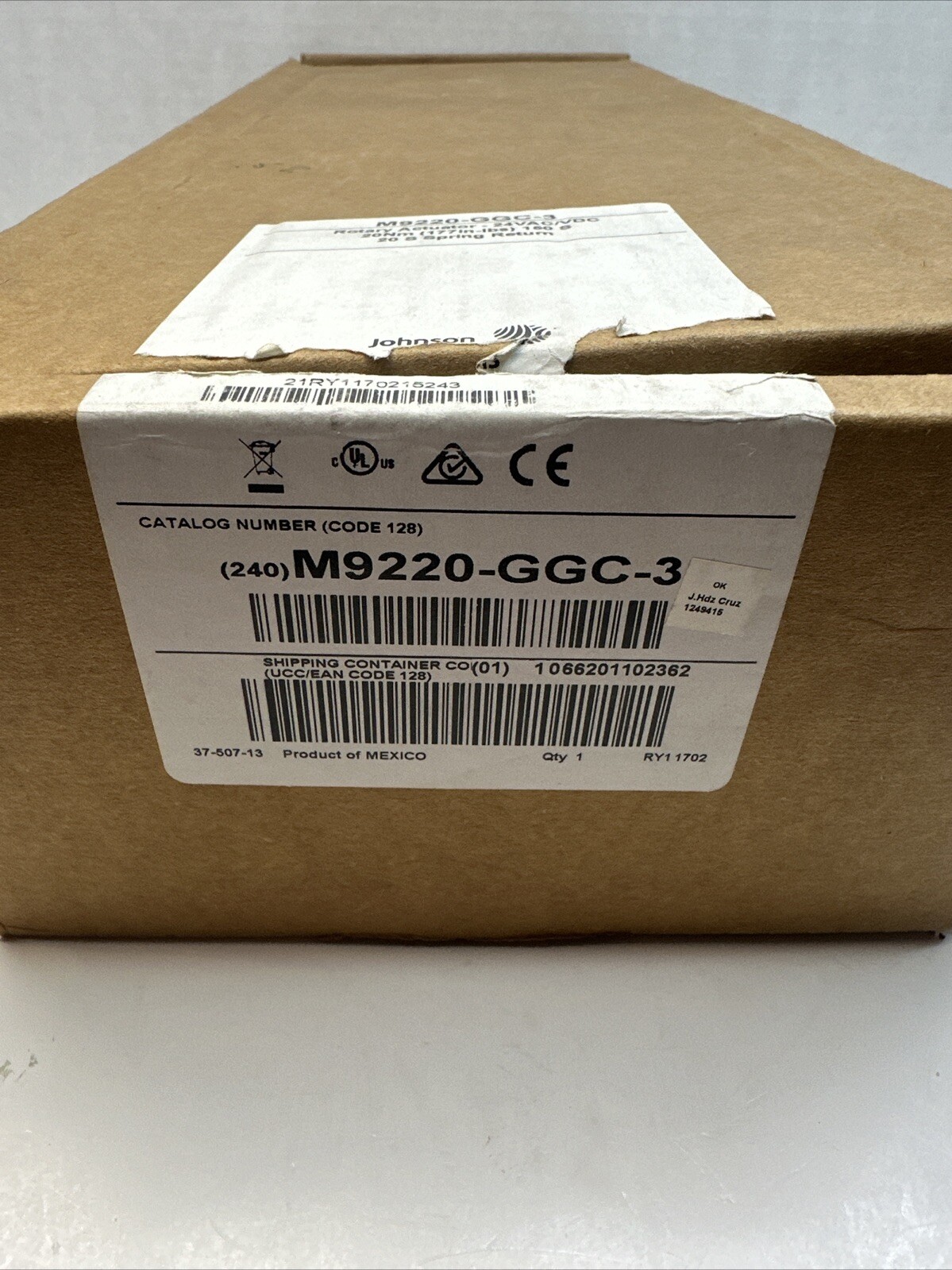 JOHNSON CONTROLS M9220-GGC-3 Actuator 24VAC/VDC 20Nm 177 in/lb Spring Return