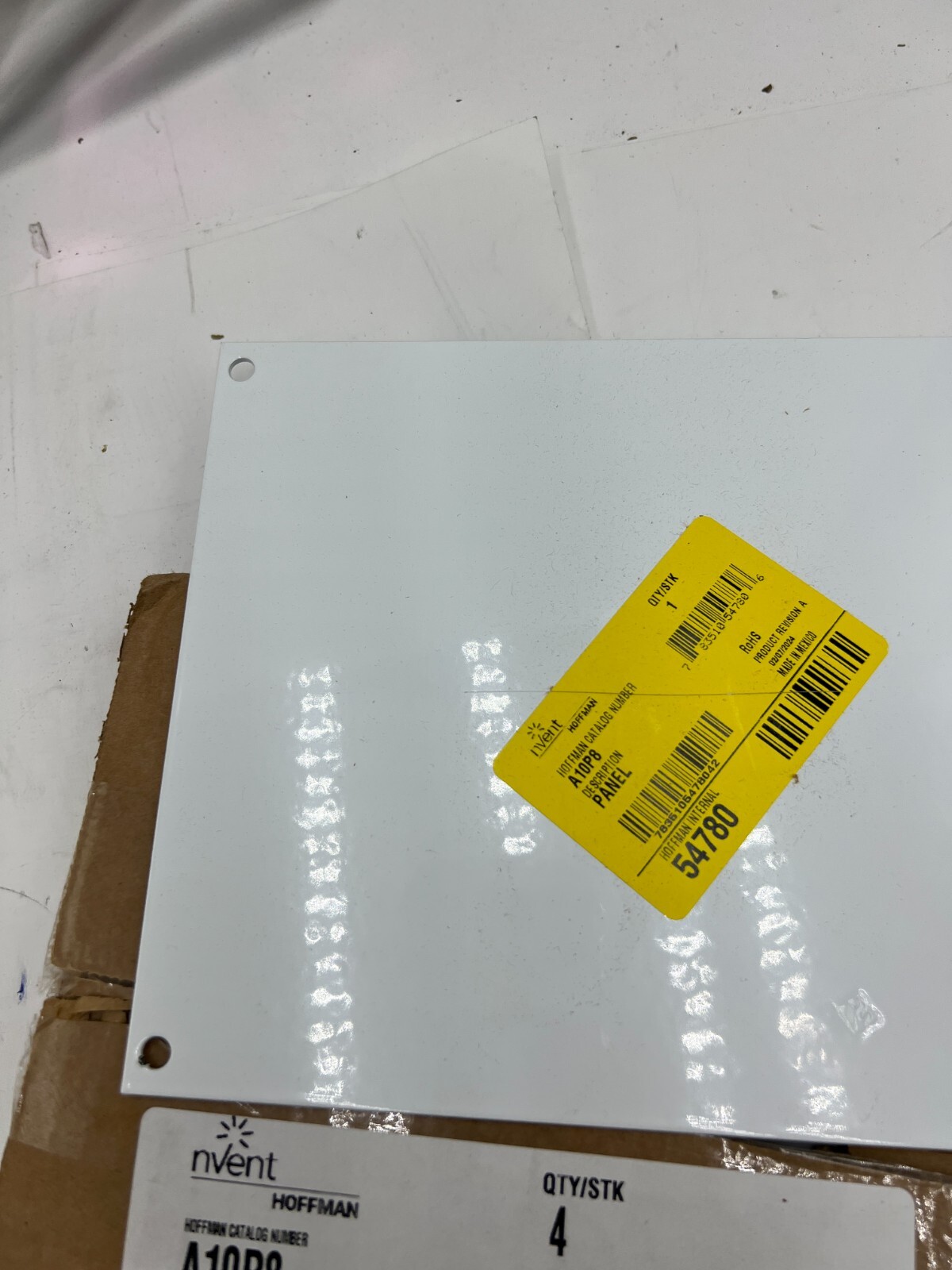 (Pack of 4) nVent Hoffman Panel for Junction Box Mild Steel White 10″ x 8″ A10P8