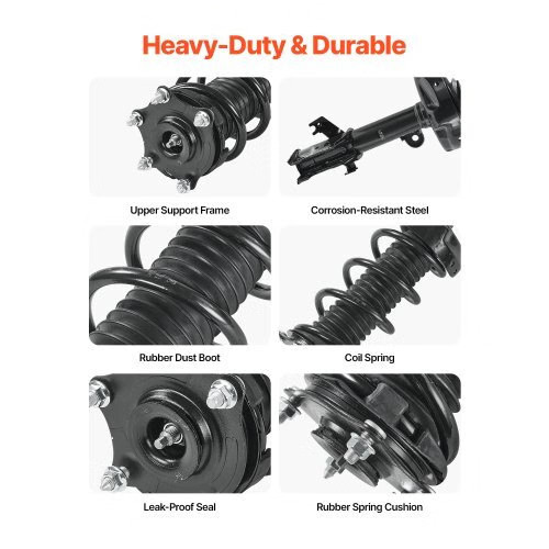 Front Shock Absorber Strut Assembly, 2Pcs Shock and Strut Assembly with Coil Sp