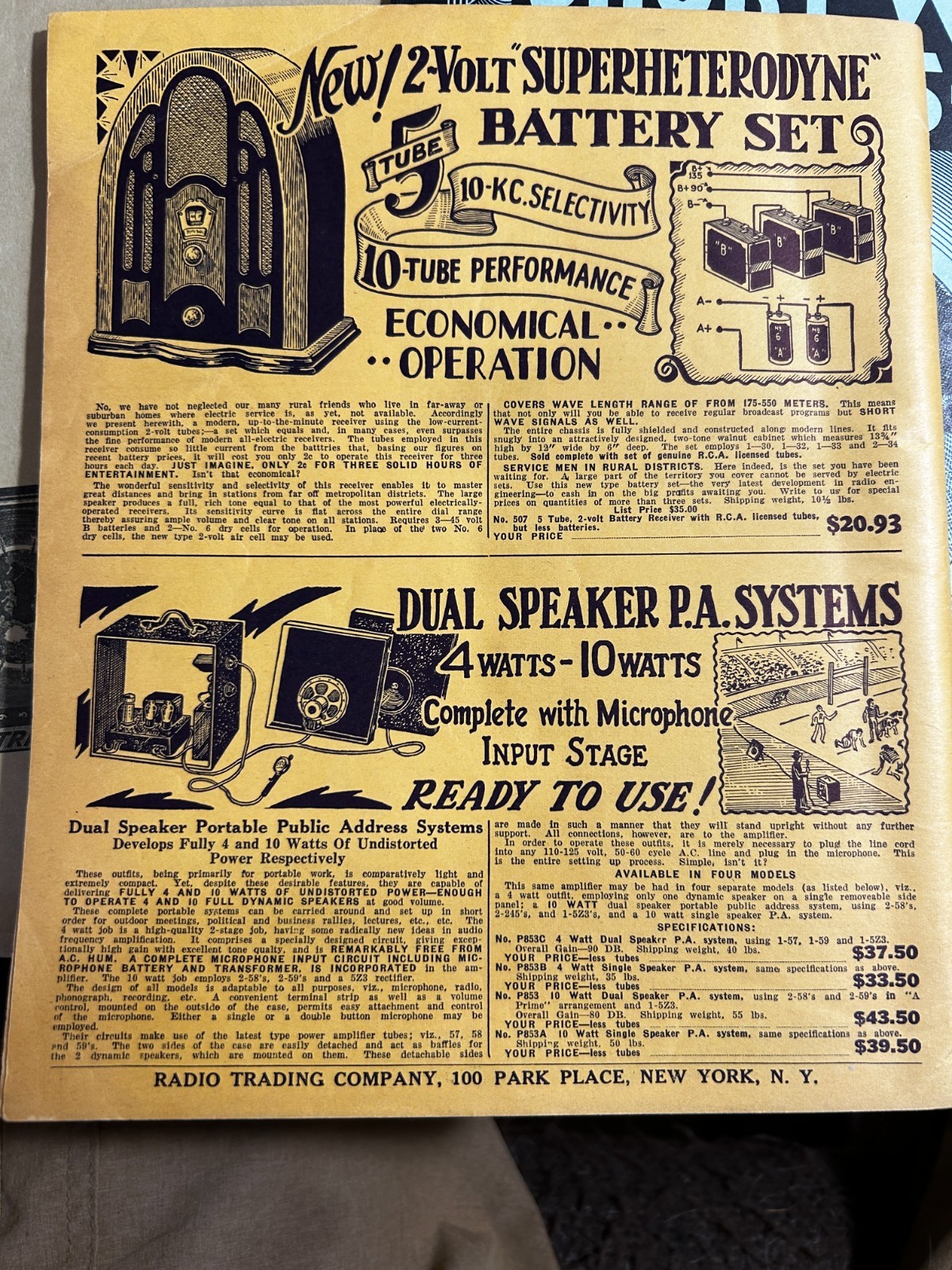 Radio Trading Co Vintage 1934 Catalog Short Wave Treatise Radio Parts Speakers++