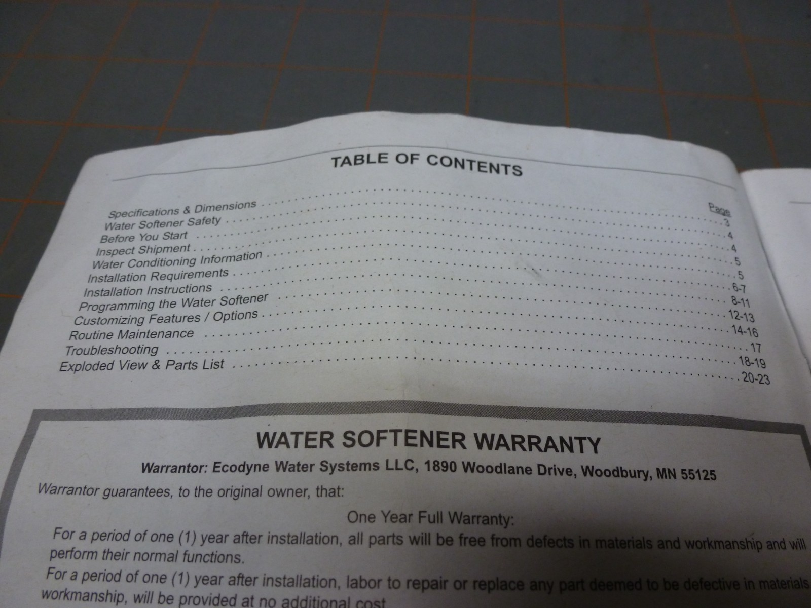 Used Installation & Operation Manual for Whirlpool WHES40 Demand Water Softener
